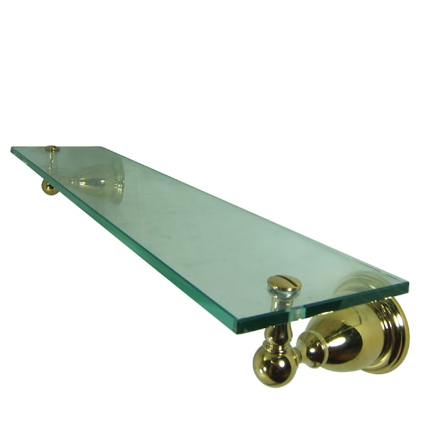 Heritage Cosmetic Glass Shelf, Polished Brass